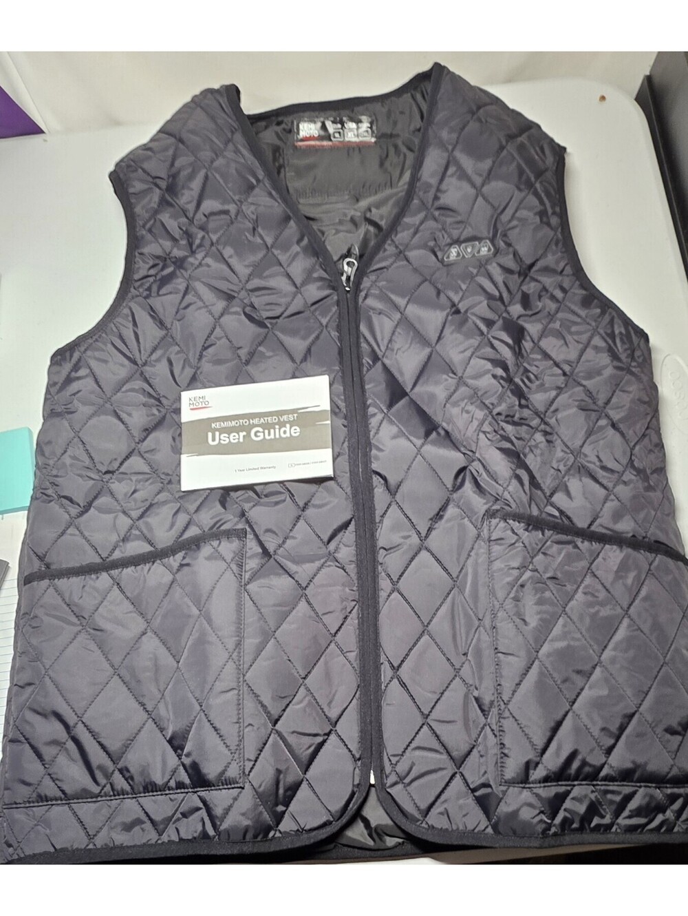 KEMI MOTO Men's Heated Vest Sz XL Black Lightweight Machine Washable Rechargeabl